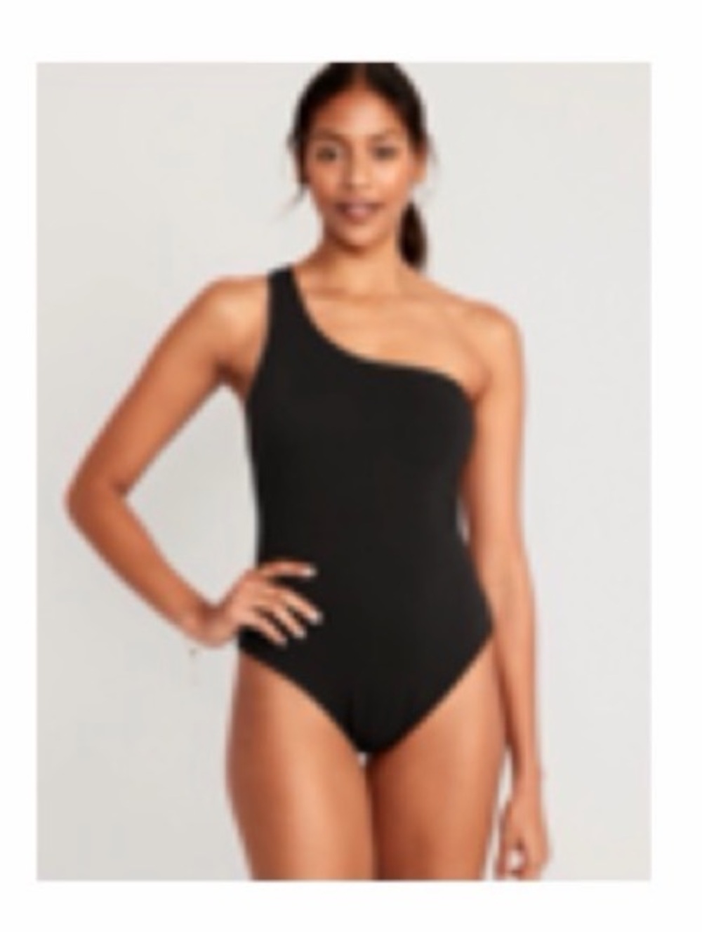 NWT Old Navy Pucker One Shoulder One Piece Swimsuit Women’s Size XL Black